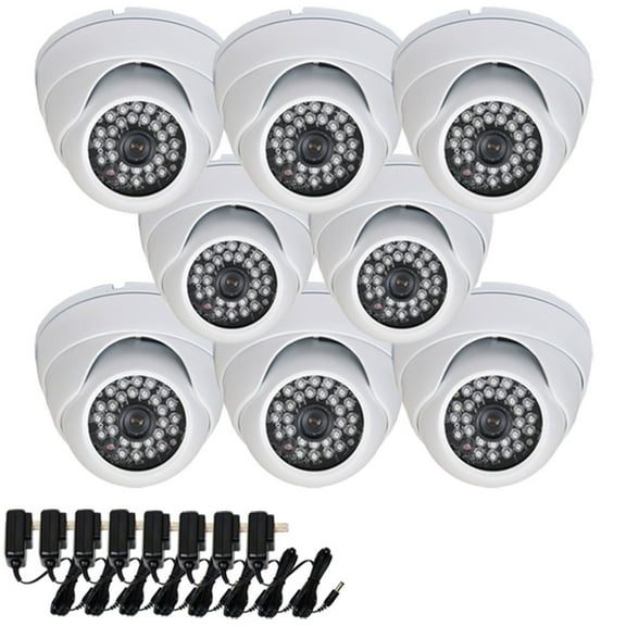 VideoSecu 8 IR Night Outdoor Security Camera Built-in 1/3 inch Sony Effio CCD 700TVL Vandal Proof Wide Angle with 8 Power Supply AK8