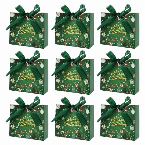 24Pack Small Christmas Gift Bags,3.93 * 4.5 * 1.77 Inch Xmas Gift Bags, Christmas Goodie Bag with Ribbon, Christmas Candy Bags