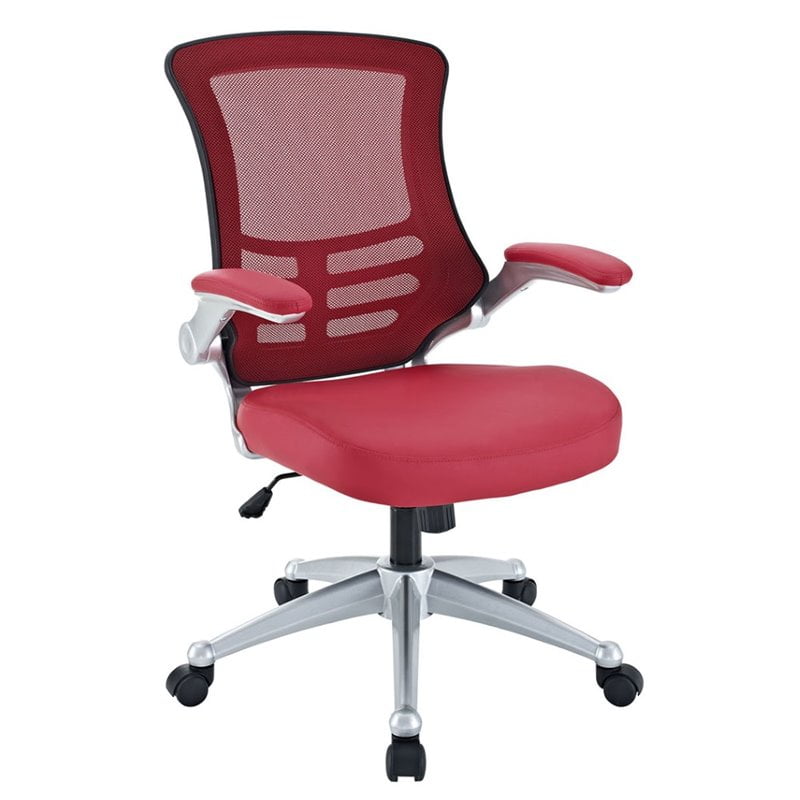 Hawthorne Collection Faux Leather Mesh Office Chair In Red