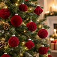 thumbnail image 3 of 25Pcs Velvet Shatterproof Christmas Ball Ornaments Set, Burgundy Textured Christmas Tree Decorations, Flocked Vintage Decorative Hanging Ornaments for Xmas Tree Holiday Winter Decor, 3 of 6