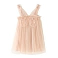 thumbnail image 4 of ZHUASHUM Cute Girl'S Dress 2024 Party Beach Butterflywings Skirts Kids Beach Summer Sleeveless Tutu Casual Birthday Tulle Layered Skirt Toddler Princess Lace Dresses,3-4 Years Beige, 4 of 6
