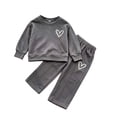 thumbnail image 3 of Gubotare Toddler Girls Clothes Sets Everyday Adorable Girls' Top & Pants Set Straight Leg Pants Print Long Sleeve Crew Neck Casual Wear 3T 4T (Dark Gray,3-4 Years), 3 of 9