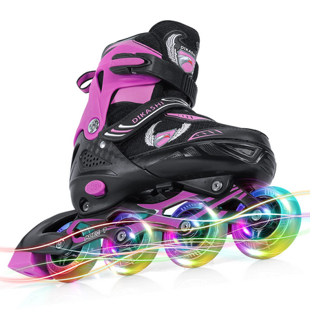 SKL Inline Skates for Kids,Adjustable Roller Skates for Girls Boys Women Teen Beginners with Light Up Wheels for Outdoor Indoor Skating(Purple,S)
