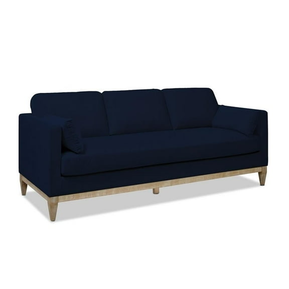 Pemberly Row 84" Modern Farmhouse Sofa Dark Navy Blue Performance Velvet