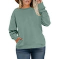 thumbnail image 3 of Women’s Oversized Plus Size Sweatshirt Crewneck Long Sleeve Casual Pullover Solid Color Soft Polyester Loose Fit Top Green, 3 of 4