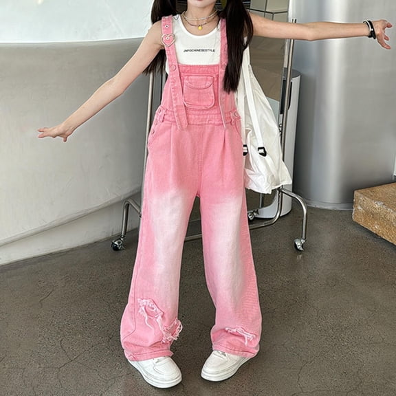 Gzbliryd Spring Jumpsuits 2026 Summer Jumpsuit Girl's One-Piece Suit for Boys Girls Casual Overalls with Pockets (Pink,5-6 Years)