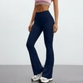 thumbnail image 2 of Flare Yoga Pants for Women Stretch High Waisted Tummy Control Leggings Comfy Casual Workout Bootcut Yoga Pants Navy M, 2 of 6
