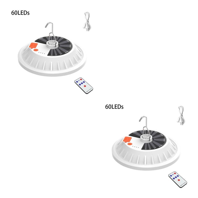 Ounissouiy Lámpara de Camping con carga Solar, herramienta de iluminación, función de carga, luz LED recargable de emergencia para tienda, 60LED solares 60W Con mando 2piezas