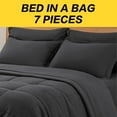 thumbnail image 4 of Ensemble de Couette Format Grand - 7 Pcs, Ensemble de Literie Tout-en-un avec Couette Réversible Moelleuse Matelassée Douce pour Toutes les Saisons, Drap Plat, Drap-Housse, 2 Couvre-Oreillers, 2 Taies d'Oreiller, Gris Foncé, 4 of 6