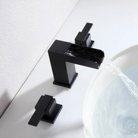 Homary Waterfall Widespread Double Handle Right Angled Bathroom Sink Faucet In Matte Black Finish Canada - Widespread Bathroom Sink Faucet Black Homary Waterfall Widespread Double Handle Right Angled Bathroom Sink Faucet In Matte Black Finish Canada - Widespread Bathroom Sink Faucet Black