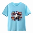 thumbnail image 4 of Amidoa Girls Short Sleeve Graphic Crewneck Summer Independence Day T Shirts Kids Casual Tops Blue Size 2T, 4 of 7