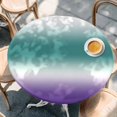 thumbnail image 4 of Turquoise Purple Ombre Round Tablecloth 55-60 Inch Round Fitted Table Cloth with Elastic Edge, Modern Color Gradient Abstract Art Waterproof Table Cover Protector for Outdoor Picnic Party Dining, 4 of 9