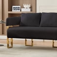 thumbnail image 3 of Newest Modern Teddy Fleece Loveseat, Black & Gold with Square Metal Legs for Living Room & Dressing Area, 3 of 11