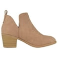 thumbnail image 3 of Top Moda Women Ankle Boots Slip-on Booties V Cut Sides Almond Toe Medium Stack Heel ZANDRA-7 Light Brown Tan Suede Nubuck 9, 3 of 3