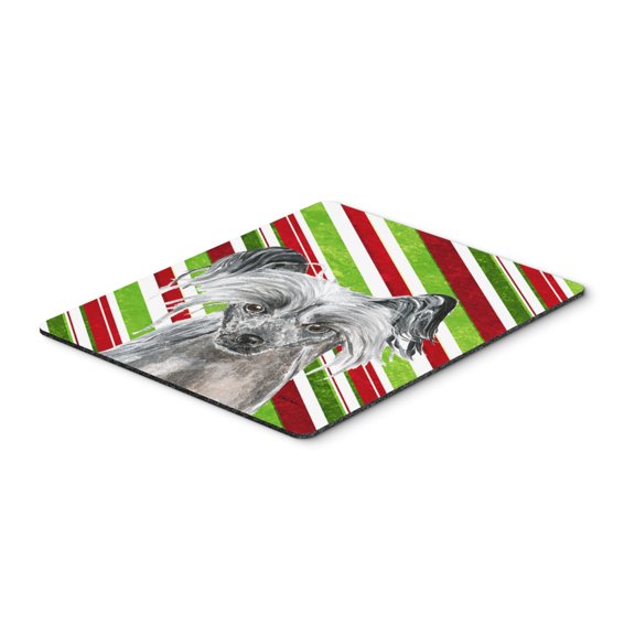 "Chinese Crested Candy Cane Christmas Mouse Pad Hot Pad or Trivet"