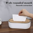 thumbnail image 5 of AuroraX Stylish Tissue Box Cover Art Deco Cute White Rectangle Napkin Holder Wooden Decorative Sinking Type Facial Tissue Dispenser for Table,Home,Living Room Decoration, 5 of 6