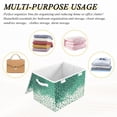 thumbnail image 6 of Yayeee Collapsible Cube Storage Bin with Lid Fabric Closet Decorative Basket with Handles, Green and White Pattern, 6 of 7