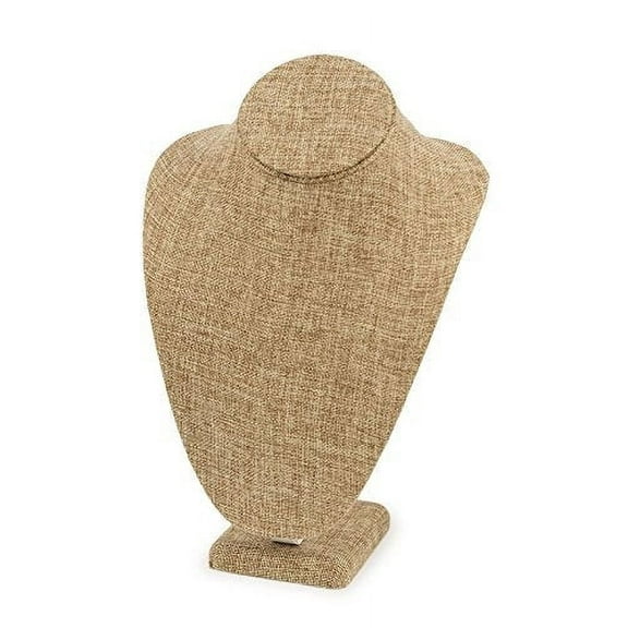 Necklace Bust Jewelry Display 11" Tall Burlap Necklace Display - Jewelry Display Stand