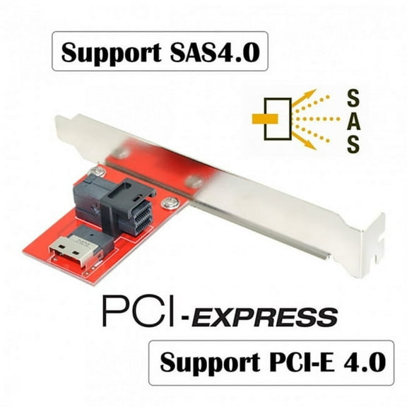 FVH PCI-Express 4.0 Slimline SAS SFF-8654 to HD SFF-8643 PCBA Female Adapter With Bracket