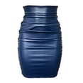 thumbnail image 3 of MIXUE Skirts For Women Summer Solid Color PU Leather Pleated Zipper Bodycon Mini Skirt Sportwear,Blue,S, 3 of 4