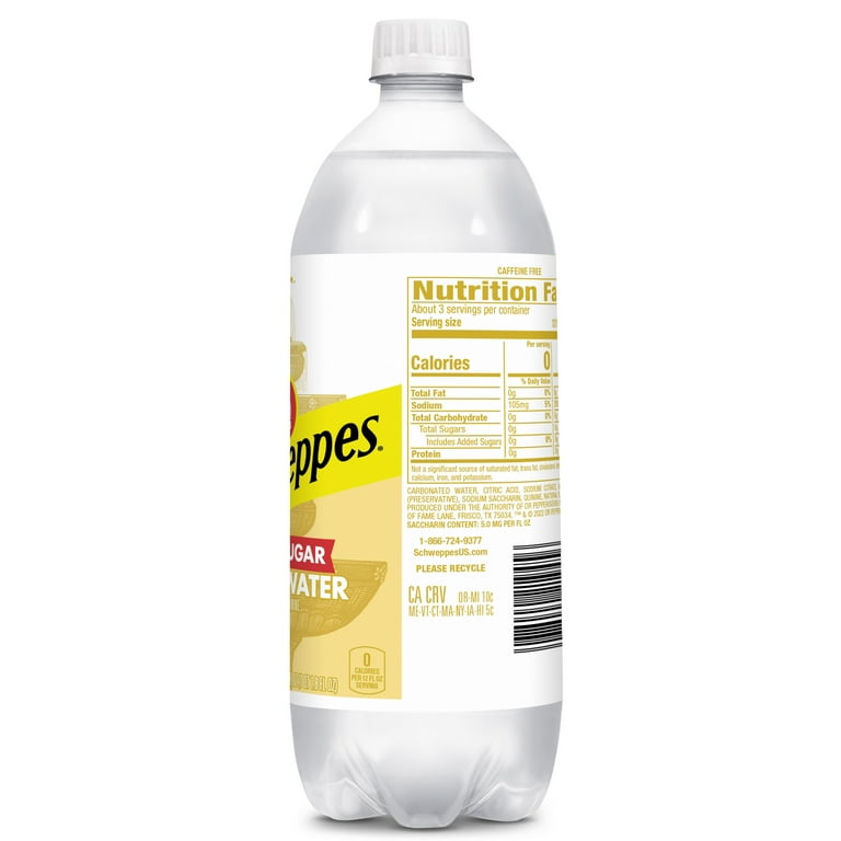 4 pack) Schweppes Zero Sugar Tonic Water, 1 L, Bottle