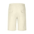 thumbnail image 3 of AKOEE Cotton Linen Shorts for Men Summer Plain Drawstring Elastic Waist Casual 7 Inch Shorts Loose Short Pant (M, Khaki), 3 of 6