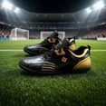thumbnail image 5 of Men's New Football Shoes, Leather Surface, Waterproof, Anti- and Durable, Casual Sports Shoes, and Comfortable Walking Sneakers for Work, Training, and Outdoor Sports(Black/38), 5 of 8