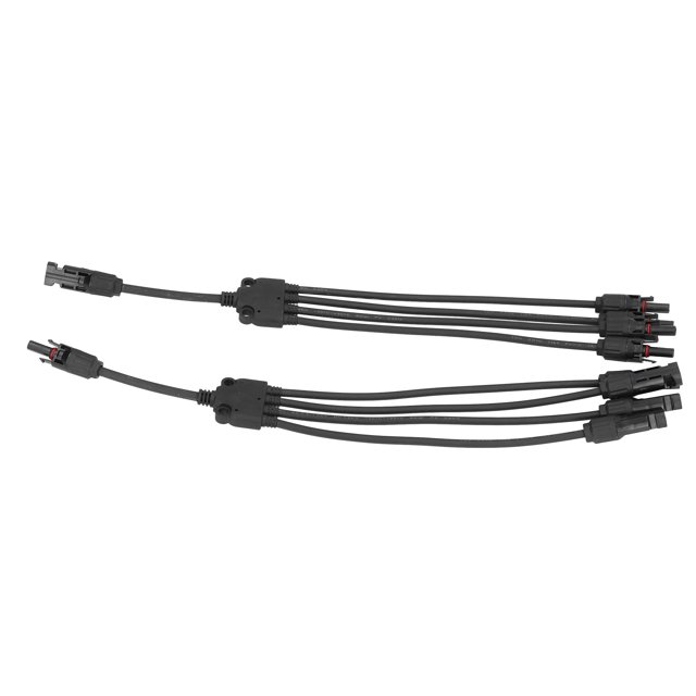 Adaptateur de Branche en Y Étanche IP67 pour Extérieur : Séparateur Parallèle 1-à-4 avec Connexion Encliquetable, 30A 1000V DC, Construction Premium PPO & Laiton pour Systèmes Solaires Domestiques/industriels