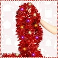 thumbnail image 7 of NOGIS 16.4 ft Christmas Prelit Tinsel Garland with Lights Battery Operated LED Hanging Garland with Light Xmas Foil Garland for Tree Wedding Party Decoration (Red), 7 of 7