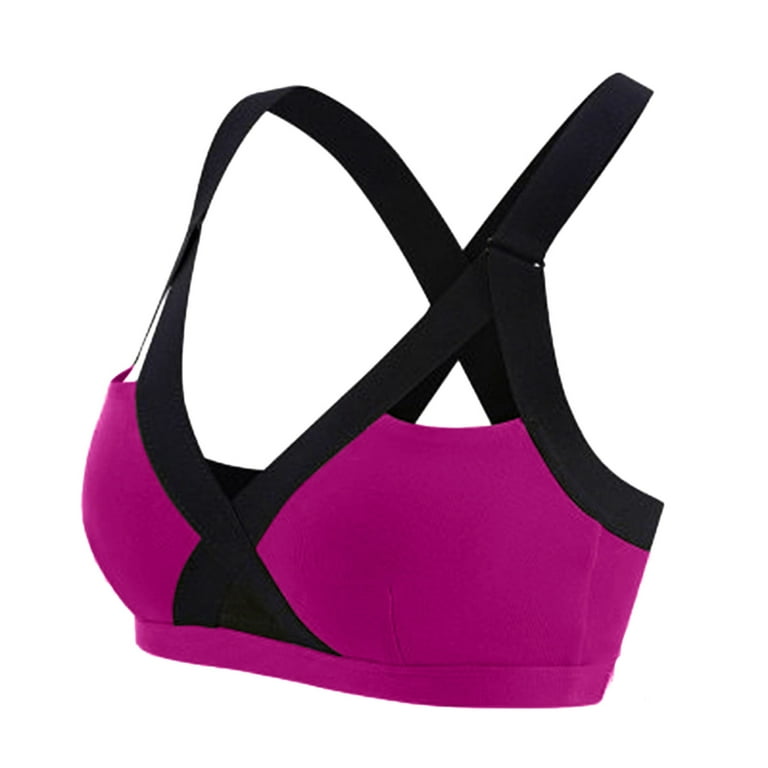 zuwimk Sports Bras for Women,Women's Strappy Printed Light Support Sports  Bra Hot Pink,3XL 