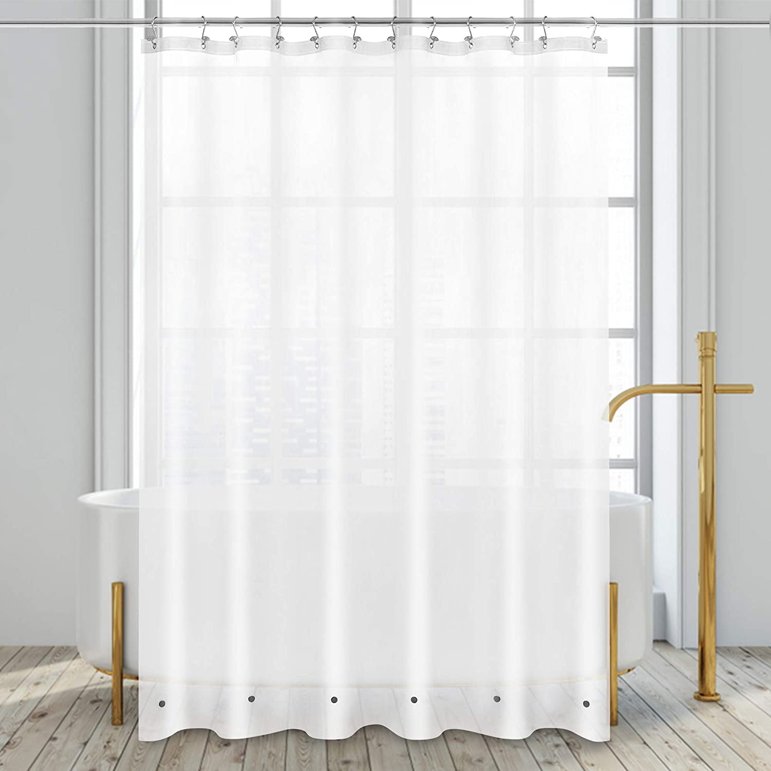 Extra Long Shower Curtain Liner with 6 Magnets - 72" x 84" XL, Waterproof PEVA Shower Liner for Bathroom, PVC Free, Metal Grommets - Frost, 72x84 (Pack of 2)