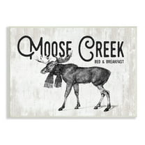Stupell Industries Moose Creek Bed & Breakfast Rustic Wearing Scarf Graphic Art Unframed Art Print Wall Art, Design by Lettered and Lined