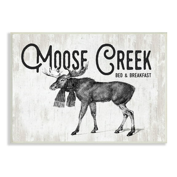 Stupell Industries Moose Creek Bed & Breakfast Rustic Wearing Scarf Graphic Art Unframed Art Print Wall Art, Design by Lettered and Lined
