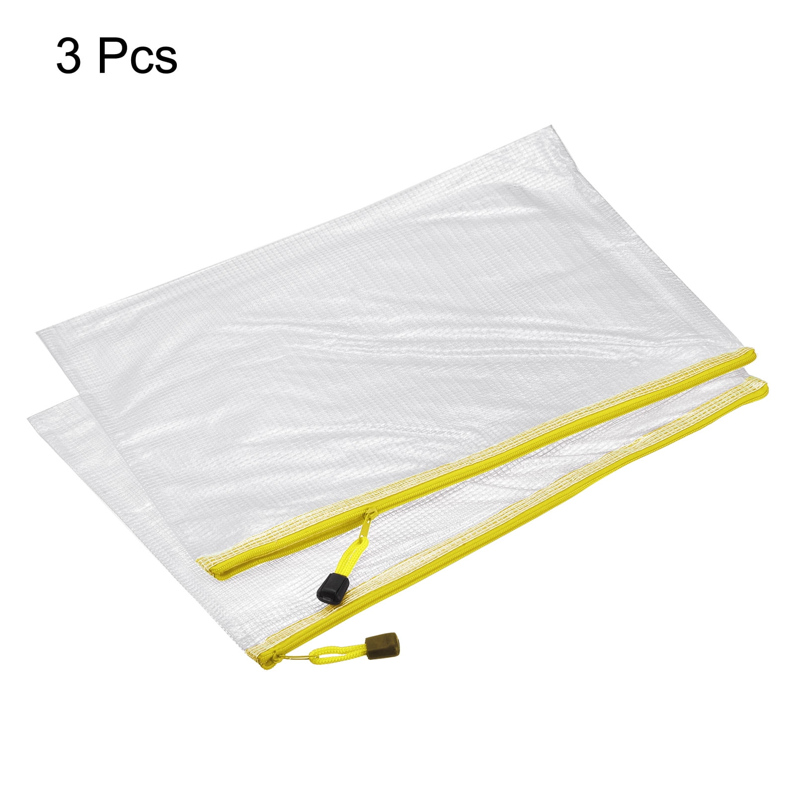 Unique Bargains Mesh Zipper Bag Pouch Document Folders Home Office Travel Yellow