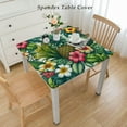 thumbnail image 2 of COMIO Waterproof Leaf Hawaiian Pineapples Tropical Palm Leaves Flowers Square Tablecloth White, 2 of 7