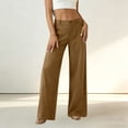 thumbnail image 4 of aohooy Wide Leg High Waist Pants Women Summer Casual Button Up Palazzo Work Pant Beach Vacation Comfort Trousers with Pockets Coffee,XXL, 4 of 8
