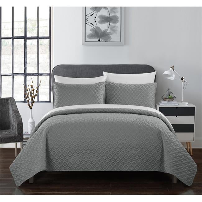 Chic Home BQS00019-US Thor Quilt Cover Set, Grey - Twin - 2 Piece ...