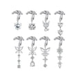 thumbnail image 3 of K-KED Women Fake Navel Belly Ring Non Piercing CZ Dangle Clip on Belly Button Ring-8, 3 of 9