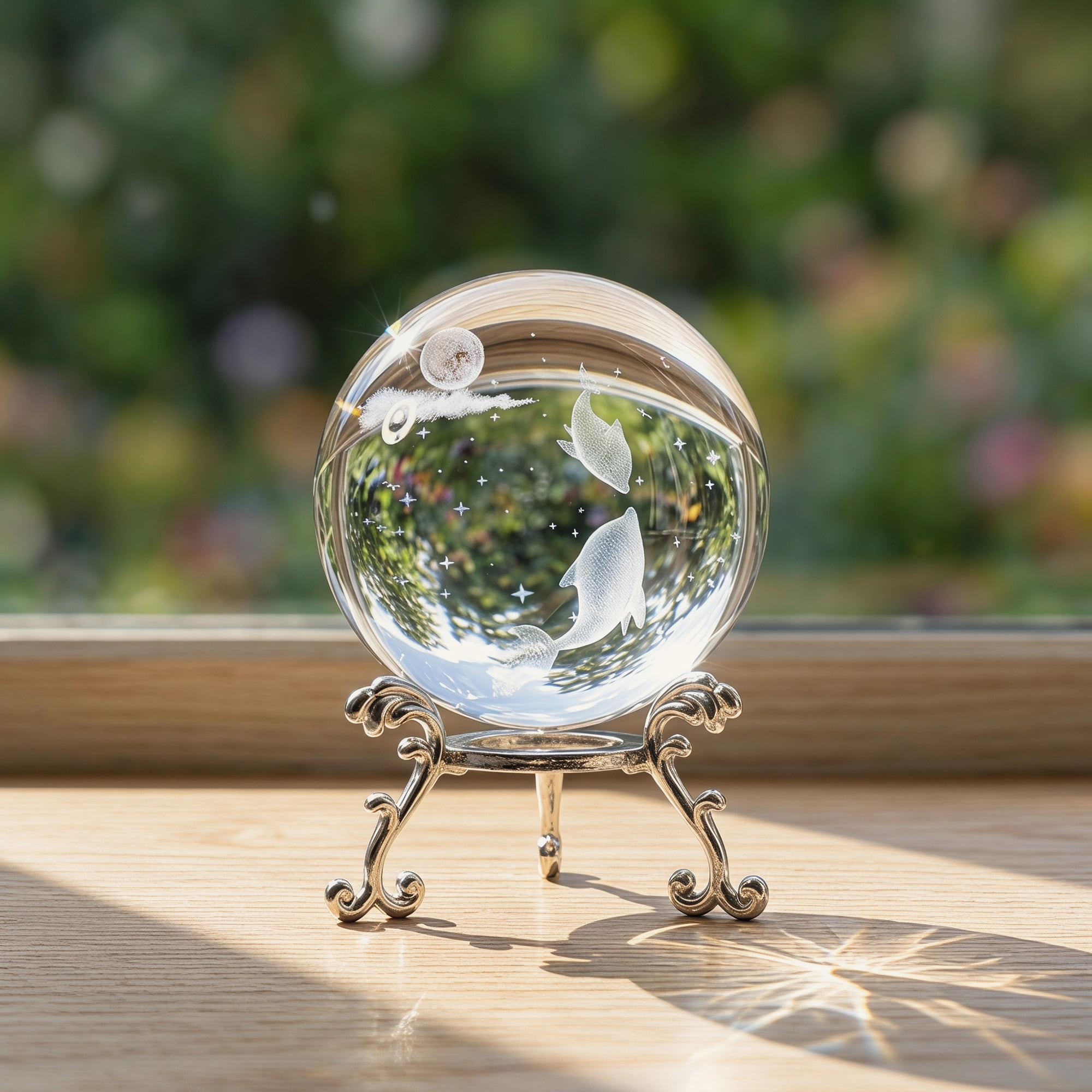 Unique Bargains Crystal Ball Figurine 3D Glass Paperweight with Base Clear Style M