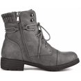 thumbnail image 3 of Botas de Combate con Cordones para Mujer DREAM PAIRS Gris Talla 9.5, 3 of 8