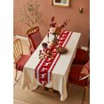 thumbnail image 4 of Table Runner Dresser Scarves Christmas Santa Elks and Snowflakes Cotton Linen Burlap Table Cover on Red and White Table Runners for Family Kitchen Dining Holiday Party Banquet Decor, 4 of 5