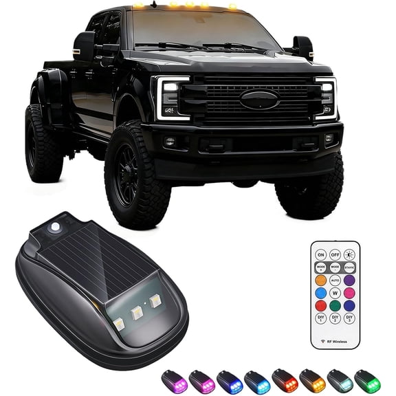 2026 New Solar Car Roof RGB Strobe Light with Remote Control, Smart Sensing Marker Light, Waterproof Smart Sensing Wireless LED Marker Light, 8-Color Lighting for Cars Trucks Motorcycles