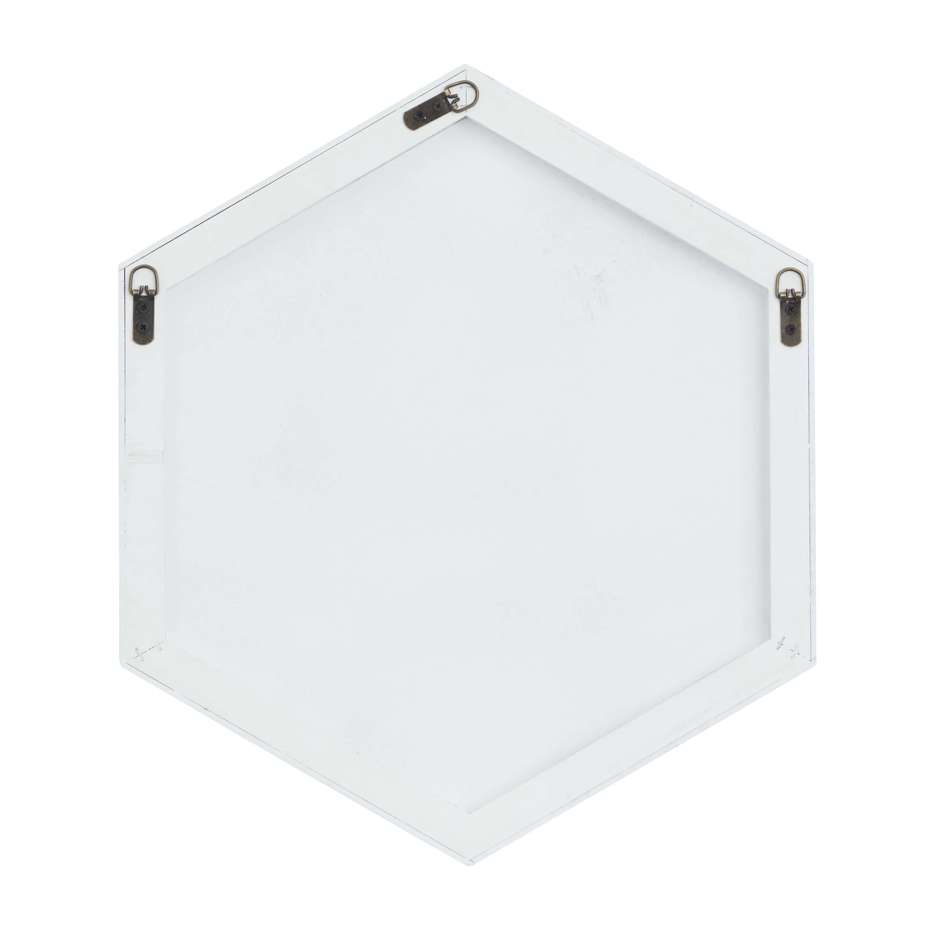 DecMode 24" x 21" White Hexagon Wall Mirror with Thin Minimalistic Frame