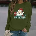 thumbnail image 3 of Womens Christmas Sweatshirts Crew Neck Long Sleev Christmas Graphic Print Pullover Casual Loose Cute Festival Tops (XL, Army Green-B), 3 of 4