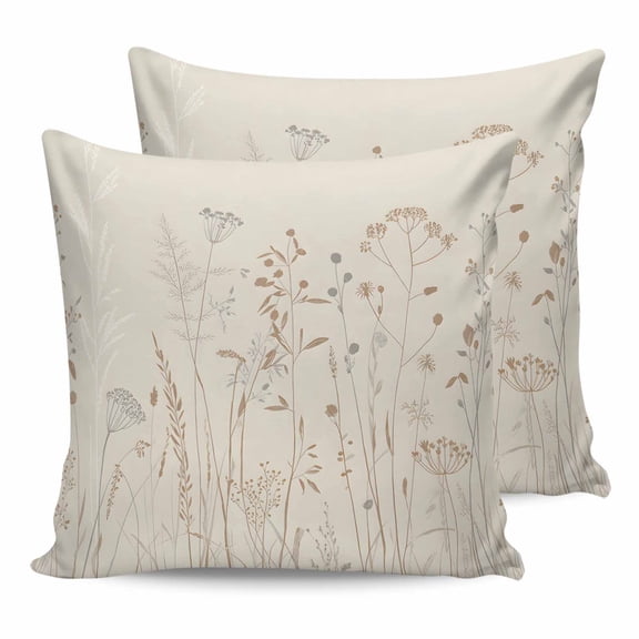 24x24 Pillow Covers Set of 2, Spring Floral Throw Pillow Covers Decorative Couch Cushion Case, Modern Abstract Art Pastoral Microfiber Square Pillowcases for Bedroom Car Living Room