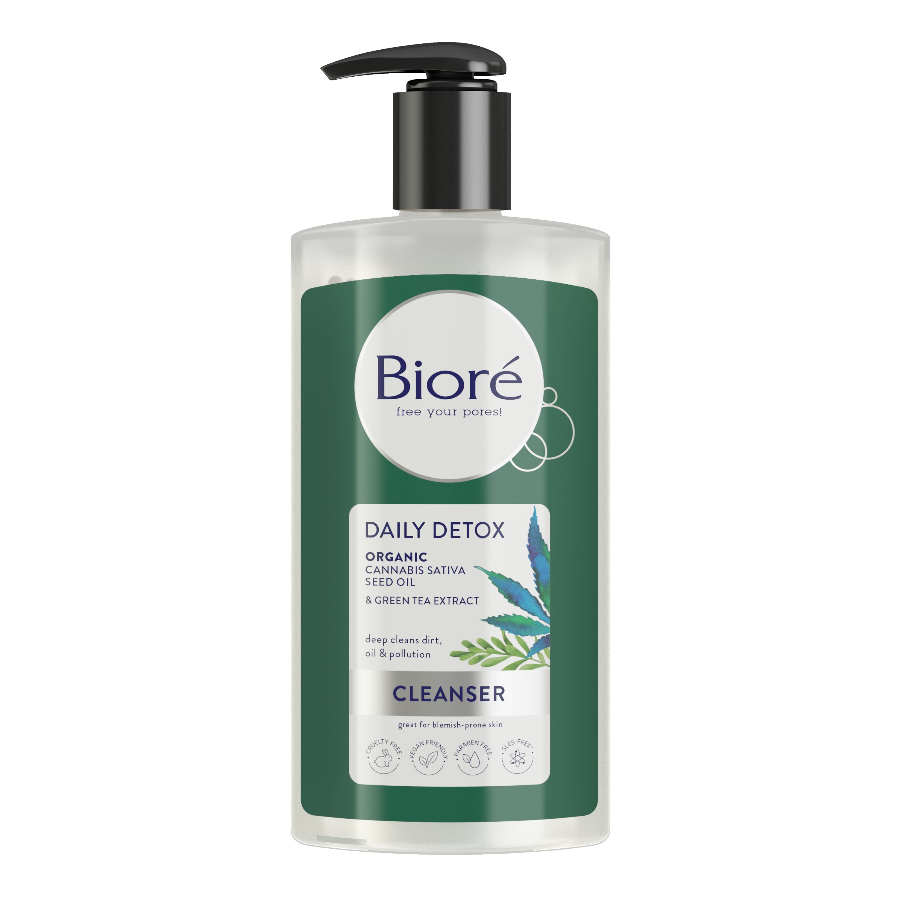 Biore Daily Detox Cleanser, Infused with Organic Cannabis Sativa Seed