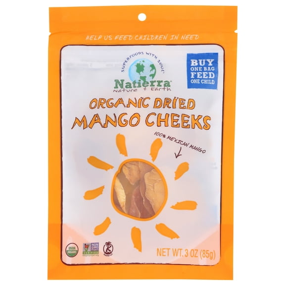 Pack of 6, Natierra Organic Dried Mango Cheeks, 3 oz