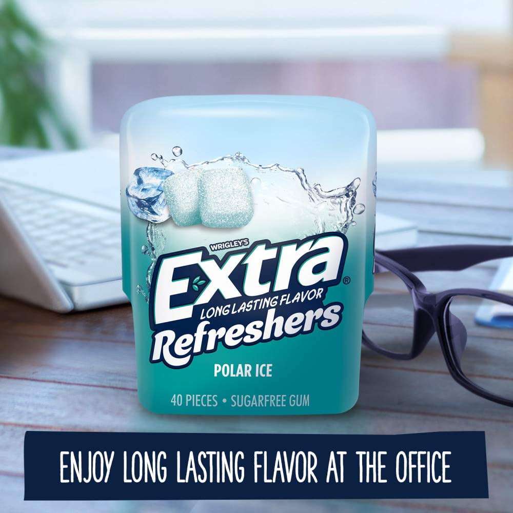 Extra Refreshers, Polar Ice Chewing Gum, 40 Count,Pack of 4