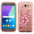 thumbnail image 2 of Kaleidio Case For Samsung Galaxy J3 J327P (2017) / Galaxy J3 Emerge [TUFF Armor] Impact Hybrid [Shockproof] 3-Piece Rubber Cover w/ Overbrawn Prying Tool [Spring Flowers (Diamond) Rose Gold], 2 of 5