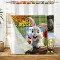 thumbnail image 6 of Mizhona Happy Easter No Hook Shower Curtains with Snap in Liner，Cute Bunny Hookless Bath Curtain,71"× 86", 6 of 6
